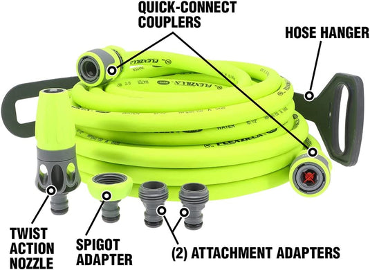 Flexzilla HFZG12050QN 1/2" x 50' Garden Hose Kit with Attachments