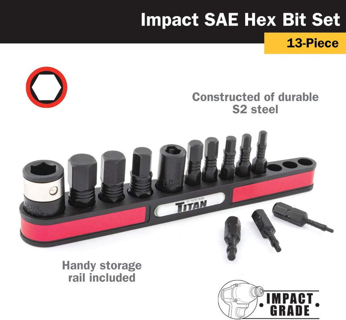 Titan 16037 13pc. SAE Impact Hex Bit Set