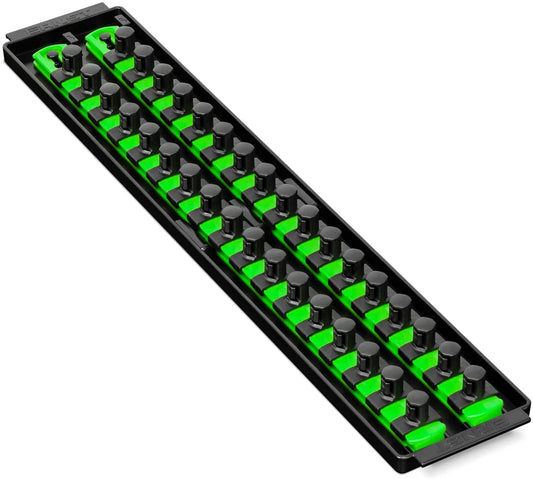 Ernst 8487 1/2" Dr. 2-Rail 18" Twist Lock Socket Boss GREEN (Holds 34 Sockets)