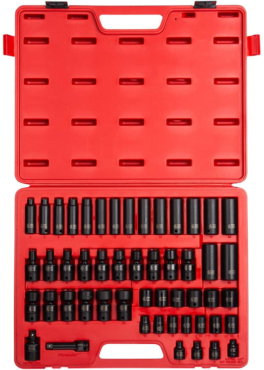Sunex 3351 51pc 3/8" Dr. Metric Universal, Deep and Standard Impact Socket Set