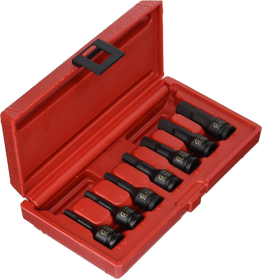 Sunex 3647 7pc 3/8" Dr. SAE Impact Hex Driver Set With Case
