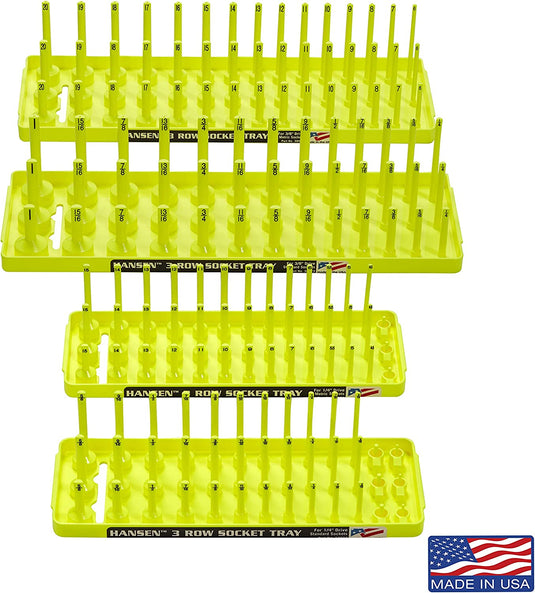Hansen Global 92003 4pc 3-Row Socket Tray Set for SAE & METRIC 1/4 ...