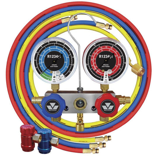 Mastercool 83272 R1234yf 2-Way Piston Valve Manifold Gauge Set