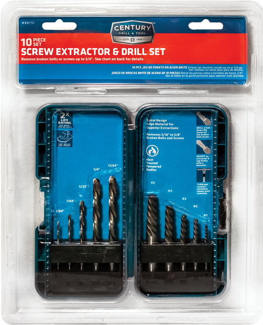 Century 88710 10 Piece Screw Extractor and Drill Set