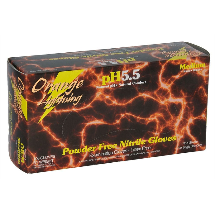 Atlantic Safety Products Orange Lightning Powder Free Nitrile Gloves (100 Pack)