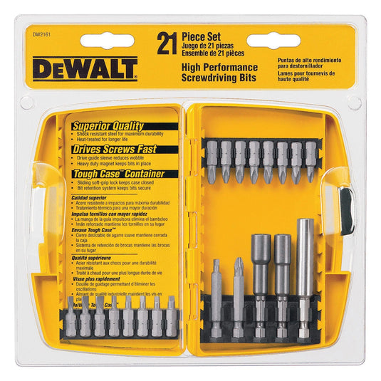 Dewalt 2161 | Screwdriver Bit Set: Screwdriver 21 Pc 1/4 inch Hex Shank Size