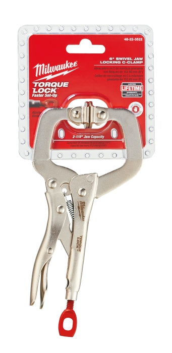 Load image into Gallery viewer, Milwaukee 48-22-3522 6&quot; TORQUE LOCK Locking C-Clamp Swivel Jaws
