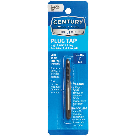 Century Drill and Tool 95103 Tap-Plug Carbon Steel 1/4-20 National Coarse