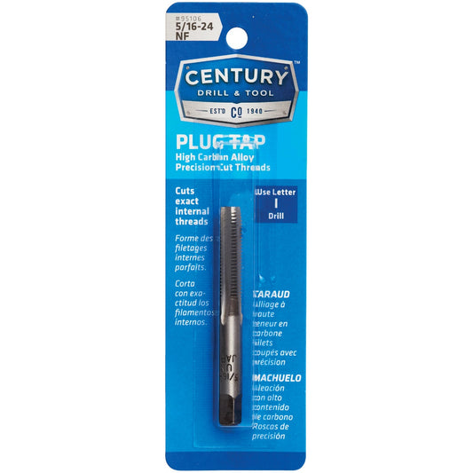 Century Drill and Tool 95106 Tap-Plug Carbon Steel 5/16-24 National Fine