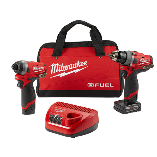 Milwaukee 2596-22 M12 Fuel 1/2" Drill Driver & 1/4" Hex Impact Driver Kit