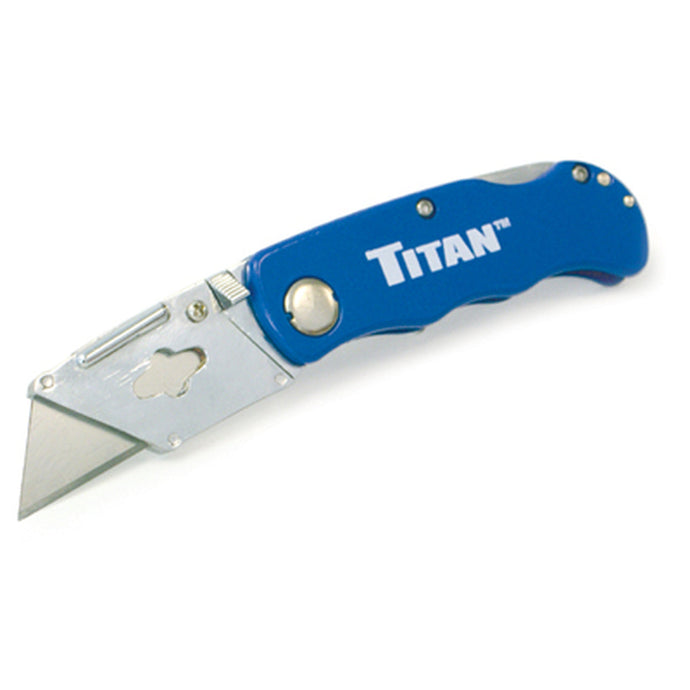 Titan 11018 Folding Utility Knife w/ 5pc Blade Pack BLUE