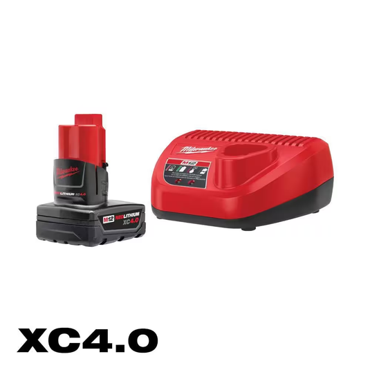 Milwaukee 48-59-2440 M12 12-Volt Lithium-Ion XC Battery Pack 4.0 Ah and Charger Starter Kit