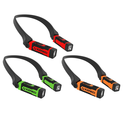 EZ Red NK15 ANYWEAR 300 Lumen Mechanics Rechargeable Neck Lights Red, Green, Orange