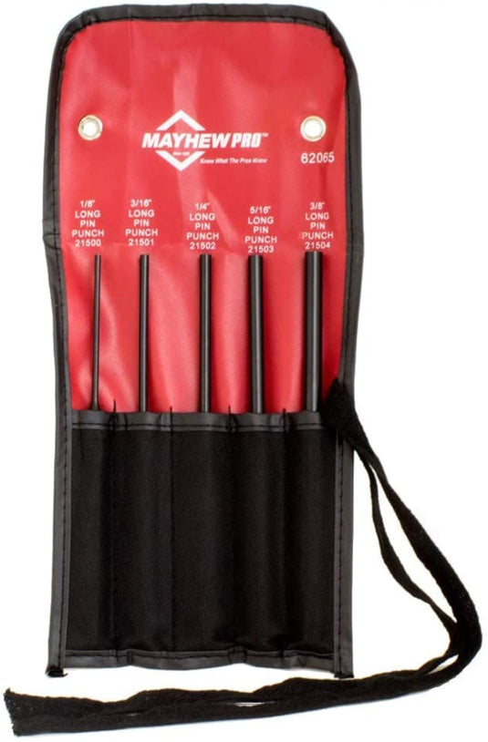 Mayhew Pro 62065 5Piece Pin Punch Set with Extra Long Pin Lengths