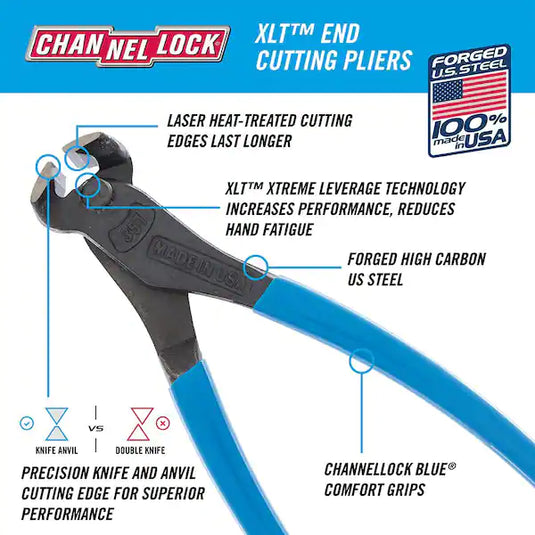 Channellock 357 7.5" Long XLT High Leverage End Cutting Pliers