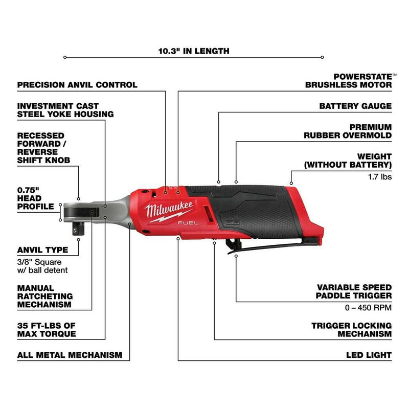 Load image into Gallery viewer, Milwaukee 2567-20 M12 FUEL Brushless Cordless High Speed 3/8 in. Ratchet + Free Battery
