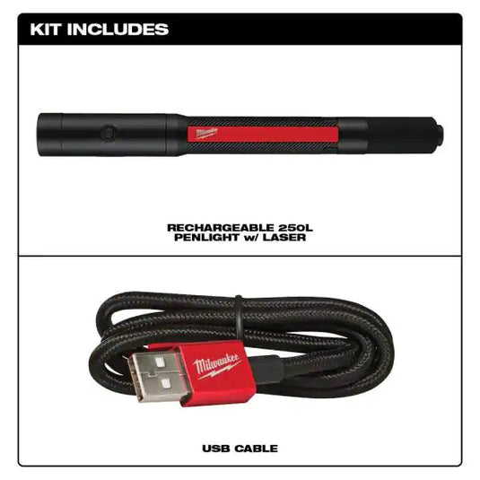 Milwaukee 2010R Rechargeable 250 Lumen Penlight w/ Laser Pointer