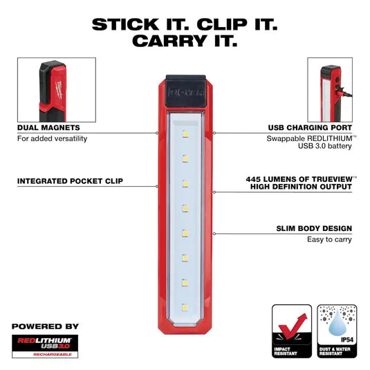 Milwaukee 2112-22H 445 Lumens LED REDLITHIUM USB Rover Pocket Flood Light