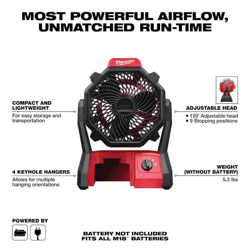 Load image into Gallery viewer, Milwaukee 0886-20 M18 18-Volt Lithium-Ion Cordless Jobsite Fan
