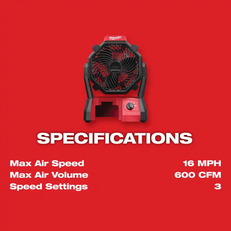 Load image into Gallery viewer, Milwaukee 0886-20 M18 18-Volt Lithium-Ion Cordless Jobsite Fan
