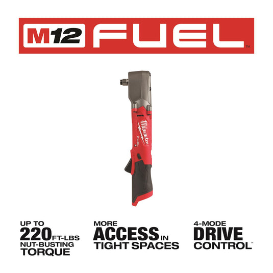 Milwaukee 2565-20 M12 Fuel 1/2" Inch Dr Cordless Impact Wrench Right Angle Bare Tool