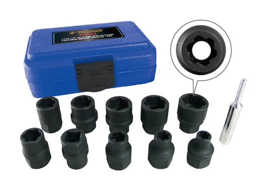Astro Pneumatic 7411 11pc 1/2" Dr Flank Bite Damaged Fastener Impact Sockets