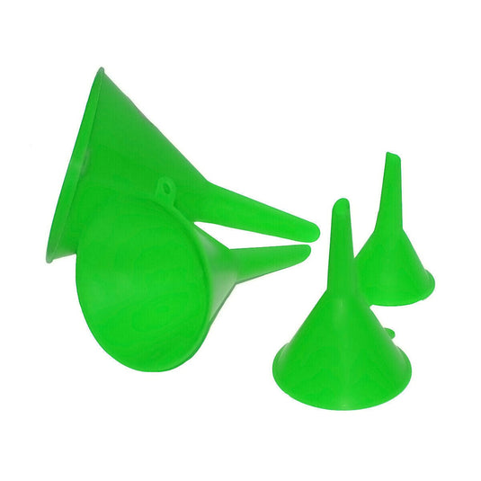 GRIP 16030 High Visibility Neon Green Oil Changing Plastic Funnel Set of 4