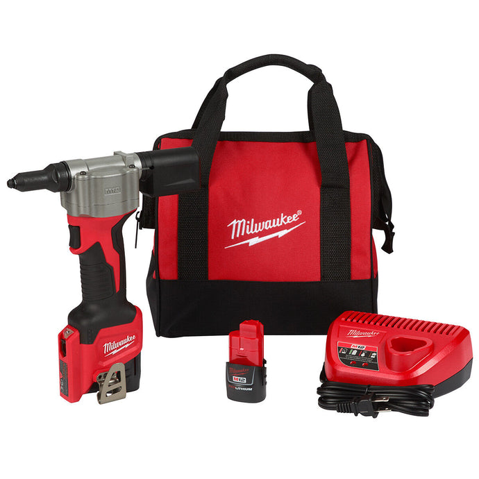 Milwaukee 2550-22 M12 Cordless Pop Rivet Gun Tool Set - Battery + Charger