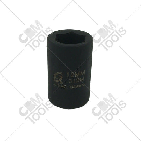 Sunex 312M 3/8" Drive 12mm Standard Impact Socket