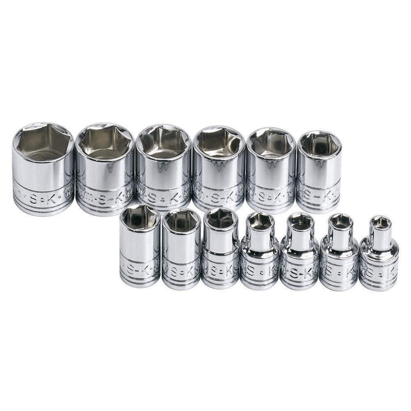 Load image into Gallery viewer, SK Hand Tools 1313 13pc 1/4&quot; Dr. 6pt Standard Metric Chrome Socket Set
