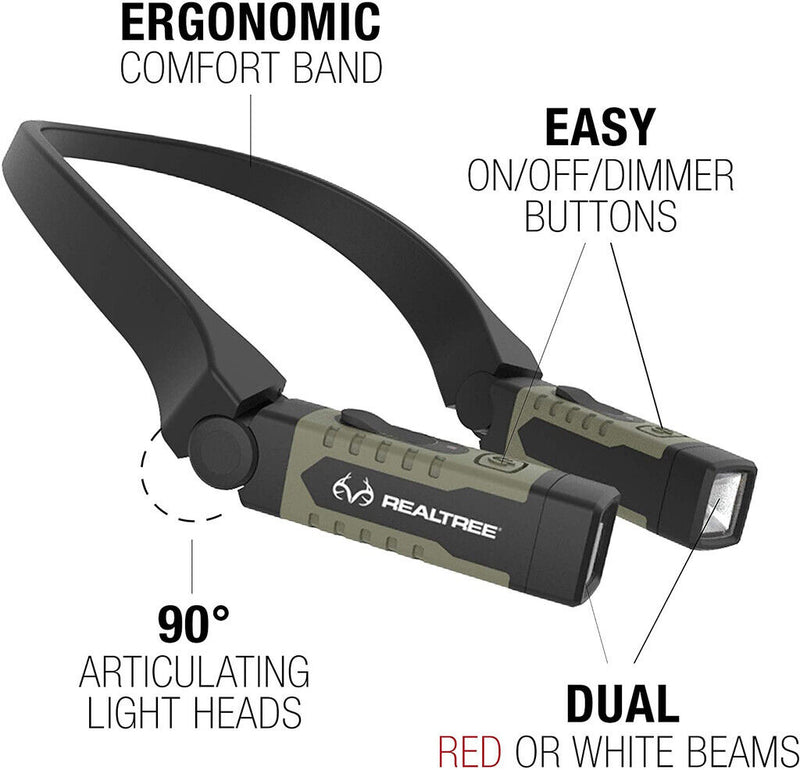 Load image into Gallery viewer, EZ Red Realtree Hunters Green Neck Light Rechargable 300 Lumens
