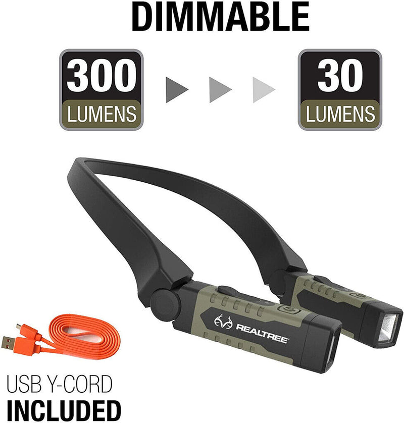 Load image into Gallery viewer, EZ Red Realtree Hunters Green Neck Light Rechargable 300 Lumens
