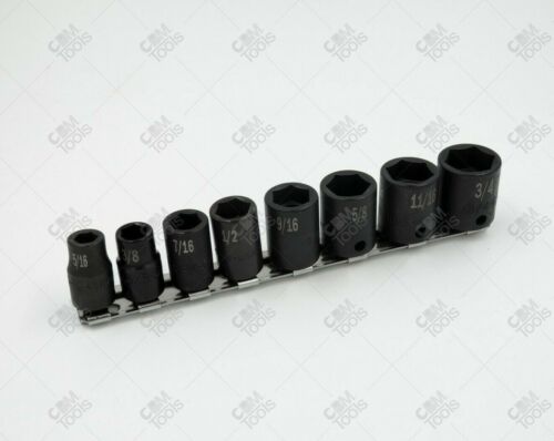 SK Hand Tools 4058 8pc 3/8" Dr. 6pt Standard Fractional Impact Socket Set