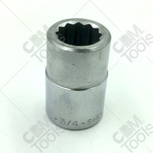 SK Hand Tools 47124 3/4"Dr 3/4" 12 Point Fractional Chrome Socket