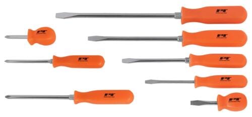 Performance Tool W904 - 8-PIECE ORANGE HI-VIZ SCREWDRIVER SET - VIBRANT