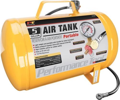 Performance Tool W10005 Hi-Viz 5-Gallon Horizontal Portable Air Tank 3.2oz