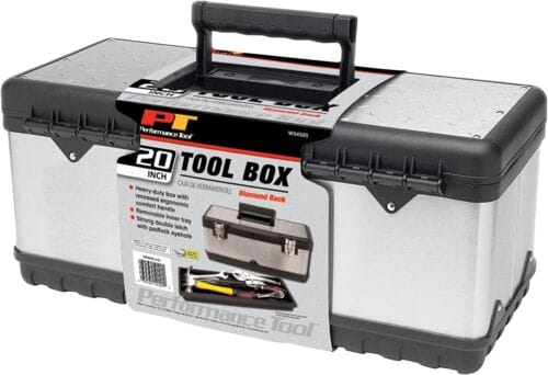 Performance Tool Job Box Performance Tool W54020 20 IN. STEEL TOOL BOX w/ Removable Tray & Hand ...
