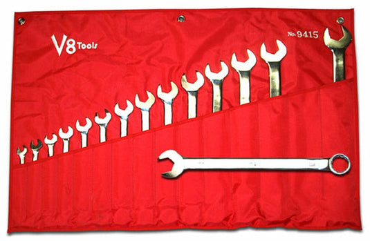 V8 Tools 9415 15pc Long Pattern SAE Combo Wrench Set
